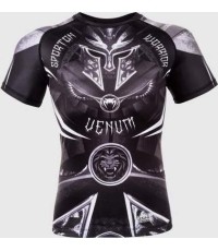 Rashguard Venum Gladiator 3.0, krótki rękaw, czarno-biały
