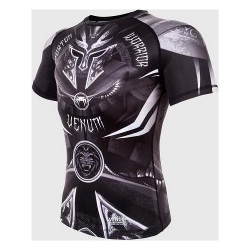 Rashguard Venum Gladiator 3.0, krótki rękaw, czarno-biały