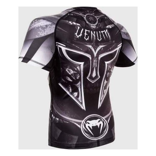 Rashguard Venum Gladiator 3.0, krótki rękaw, czarno-biały