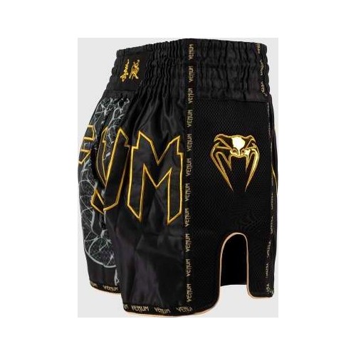 Spodenki Muay Thai Venum Serpenti - czarno-srebrno-złote