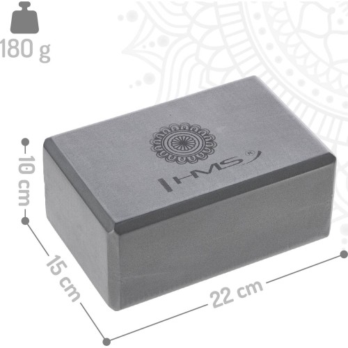Zestaw do jogi HMS: mata TPE YM10 + blok KJ02 + pasek SJ02, szary