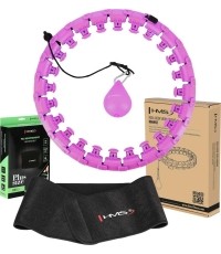Zestaw hula hoop Plus Size HHW12 fioletowe z obciążnikiem HMS + pas na talię BR163 czarny