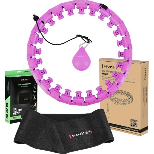 Zestaw hula hoop Plus Size HHW12 fioletowe z obciążnikiem HMS + pas na talię BR163 czarny