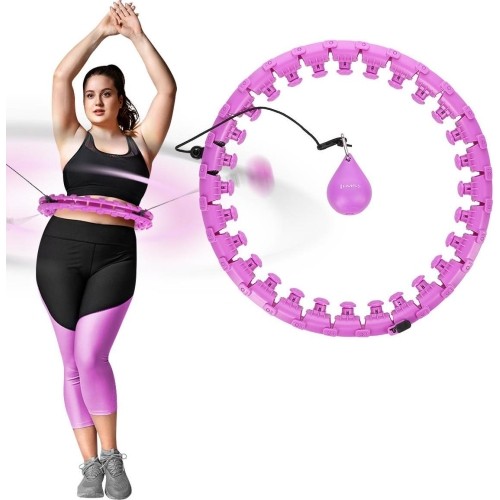 Zestaw hula hoop Plus Size HHW12 fioletowe z obciążnikiem HMS + pas na talię BR163 czarny