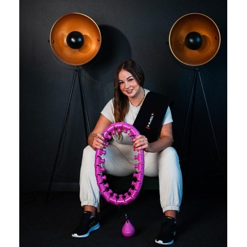 Zestaw hula hoop Plus Size HHW12 fioletowe z obciążnikiem HMS + pas na talię BR163 czarny