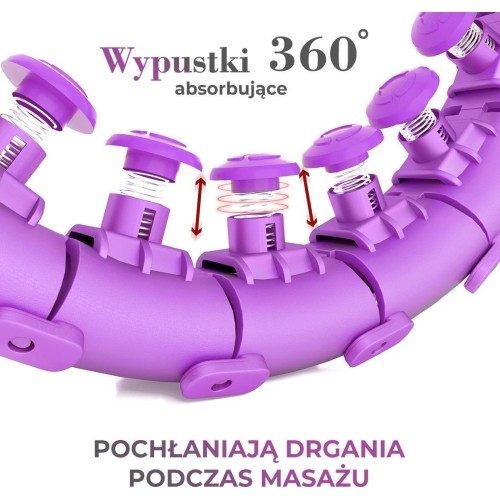 Zestaw hula hoop Plus Size HHW12 fioletowe z obciążnikiem HMS + pas na talię BR163 czarny