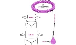 Zestaw hula hoop Plus Size HHW12 fioletowe z obciążnikiem HMS + pas na talię BR163 czarny
