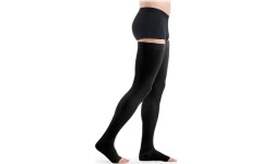 Skarpety uciskowe z odkrytymi palcami Sigvaris Essential Thermoregulating, klasa 1 - Czarny - S - Normal - Atvira