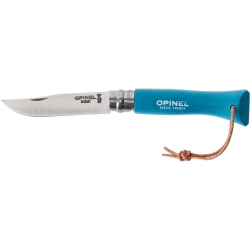 Nóż Opinel Colorama 06 inox turkusowy ze sznurkiem