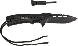 Nóż jednoręczny Paracord z krzesiwem, czarny