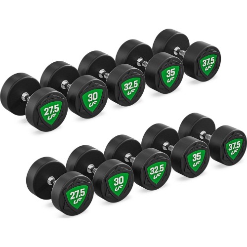 Zestaw hantli stałych poliuretanowych 27,5–37,5 kg (skok co 2,5 kg) 325 kg – UpForm