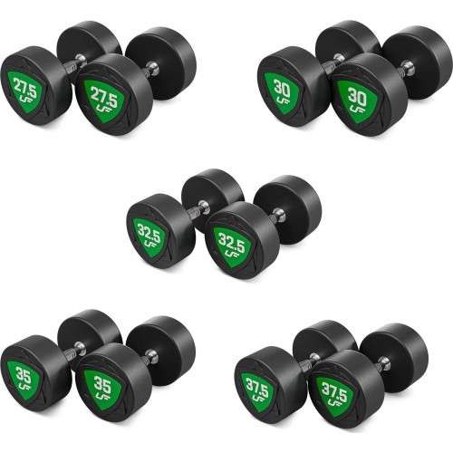 Zestaw hantli stałych poliuretanowych 27,5–37,5 kg (skok co 2,5 kg) 325 kg – UpForm