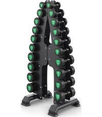 Zestaw hantli stałych poliuretanowych 1-10 kg (skok co 1 kg) 110 kg ze stojakiem UR-S005 - UpForm