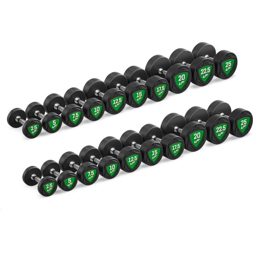Zestaw hantli stałych poliuretanowych 2,5–25 kg (skok co 2,5 kg) 275 kg – UpForm