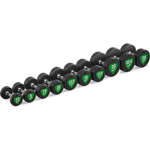 Zestaw hantli stałych poliuretanowych 2,5–25 kg (skok co 2,5 kg) 275 kg – UpForm
