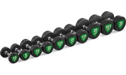 Zestaw hantli stałych poliuretanowych 2,5–25 kg (skok co 2,5 kg) 275 kg – UpForm