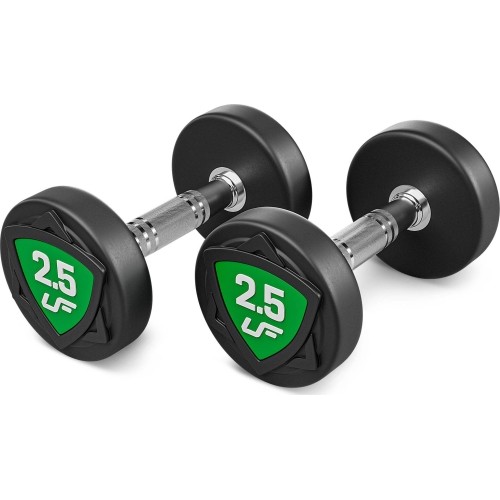 Zestaw hantli stałych poliuretanowych 2,5–25 kg (skok co 2,5 kg) 275 kg – UpForm