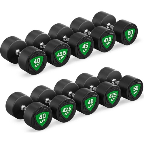 Zestaw hantli stałych poliuretanowych 40-50 kg (skok co 2,5 kg) 450 kg – UpForm