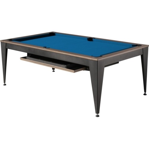 Pool Table / Dining Table, Vancouver III, 7 ft., black/brown, blue cloth