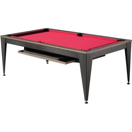 Pool Table / Dining Table, Vancouver III, 7 ft., black/brown, burgundy cloth