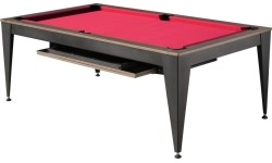 Pool Table / Dining Table, Vancouver III, 7 ft., black/brown, burgundy cloth