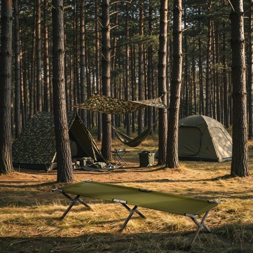 Składane łóżko turystyczne Nils Camp NC2756, zielone, 200 cm