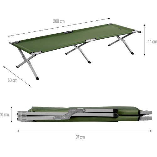 Składane łóżko turystyczne Nils Camp NC2756, zielone, 200 cm
