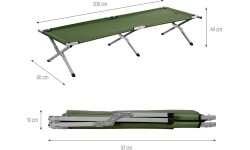 Składane łóżko turystyczne Nils Camp NC2756, zielone, 200 cm