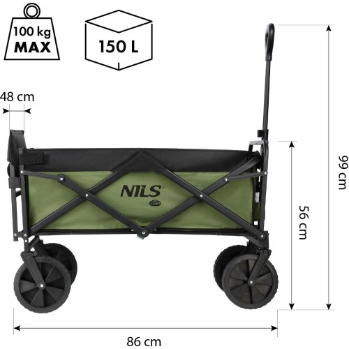 Wózek transportowy Nils Camp NC2602, 150 l, zielony