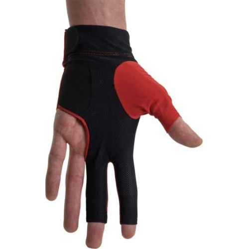 Rękawiczka bilardowa Dynamic Pro, bez palców, 3-palcowa, czarno-czerwona, na lewą dłoń, L&XL