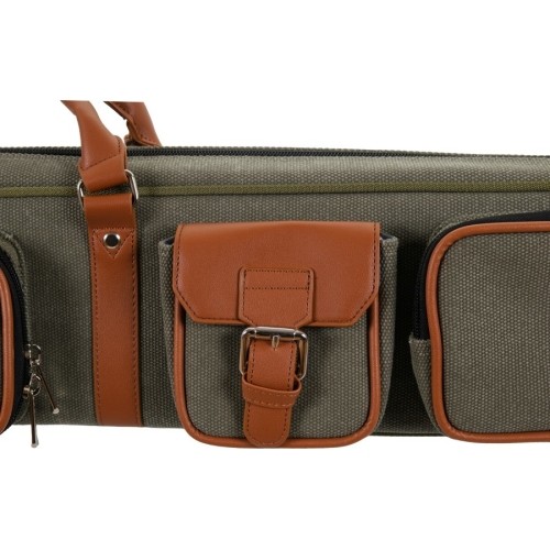 Miękki futerał na kij bilardowy Classic Pocketstyle, zielono-brązowy, 3/5, 85 cm