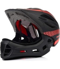 Kask rowerowy Meteor Lupus fullface S 48-52 cm czarno-czerwony