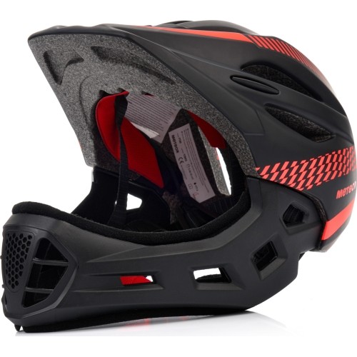 Kask rowerowy Meteor Lupus fullface S 48-52 cm czarno-czerwony