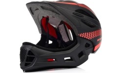 Kask rowerowy Meteor Lupus fullface S 48-52 cm czarno-czerwony