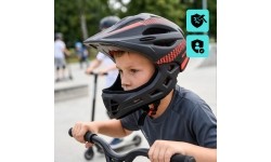 Fullface-fahrradhelm meteor lupus s 48-52 cm schwarz/rot