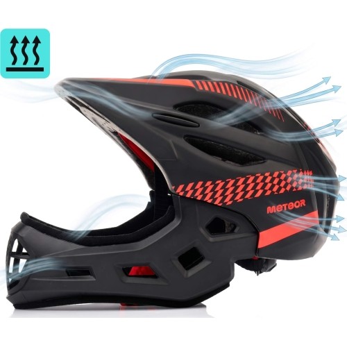 Fullface-fahrradhelm meteor lupus s 48-52 cm schwarz/rot