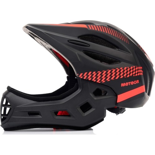 Fullface-fahrradhelm meteor lupus s 48-52 cm schwarz/rot