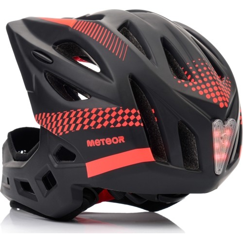 Fullface-fahrradhelm meteor lupus s 48-52 cm schwarz/rot