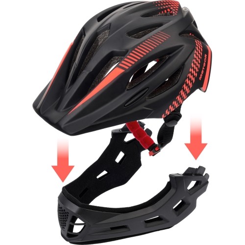 Fullface-fahrradhelm meteor lupus s 48-52 cm schwarz/rot