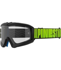 Dziecięce gogle motocrossowe Alpinestars Vision Youth - Hollow czarny antracyt/żółty fluo, przezroczysta pleksi