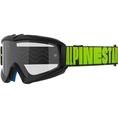Dziecięce gogle motocrossowe Alpinestars Vision Youth - Hollow czarny antracyt/żółty fluo, przezroczysta pleksi
