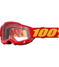 Dziecięce gogle motocrossowe 100% Accuri 2 Junior - Czerwony, przezroczyste plexi