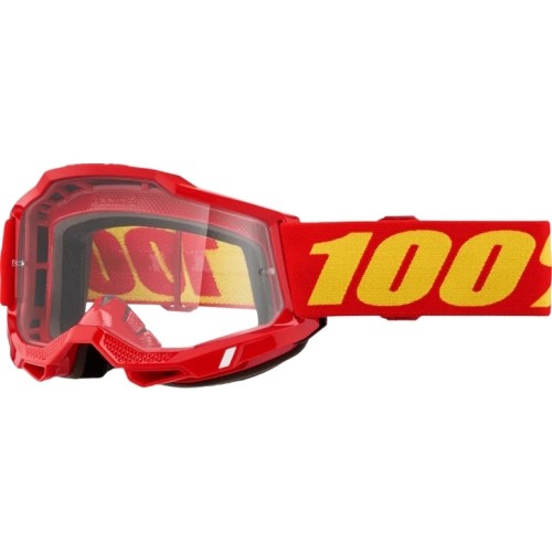 Dziecięce gogle motocrossowe 100% Accuri 2 Junior - Czerwony, przezroczyste plexi