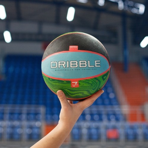 Piłka do koszykówki Meteor Dribble nr 7 - Niebieski / zielony
