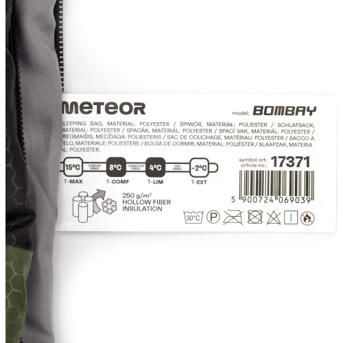 Śpiwór Meteor Bombay L - Czarny / Zielony