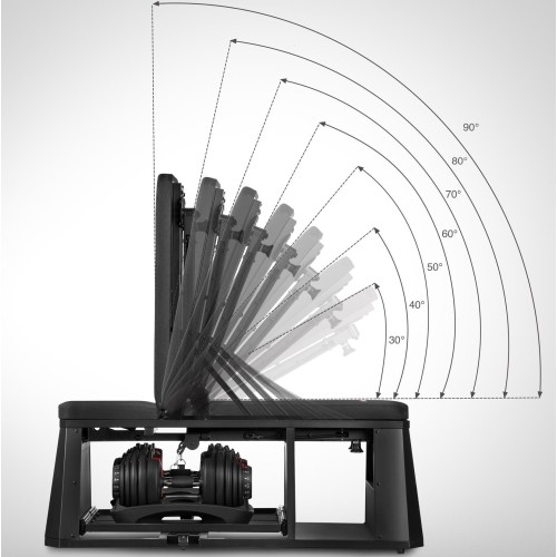 ADJUSTABLE WEIGHT BENCH WITH STORAGE, CHEST FLY ARMS LM4012 + 2X ADJUSTABLE DUMBBELL SET SR52 HMS