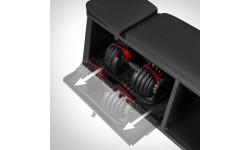 ADJUSTABLE WEIGHT BENCH WITH STORAGE, CHEST FLY ARMS LM4012 + 2X ADJUSTABLE DUMBBELL SET SR52 HMS