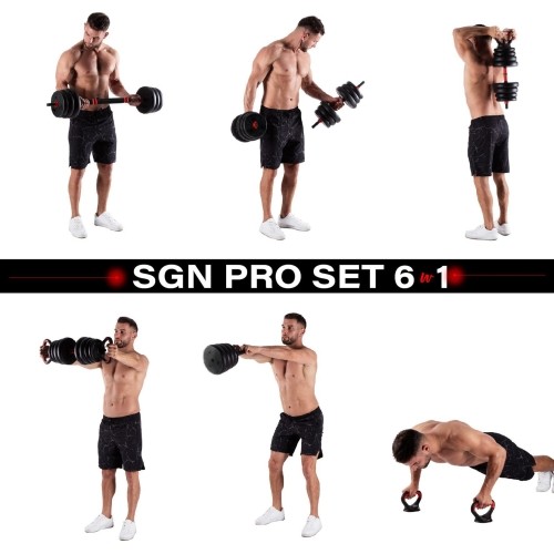 Zestaw obciążeń SGN140 Pro Set 6 w 1, 2 części, 40 kg HMS