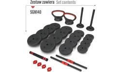 Zestaw obciążeń SGN140 Pro Set 6 w 1, 2 części, 40 kg HMS