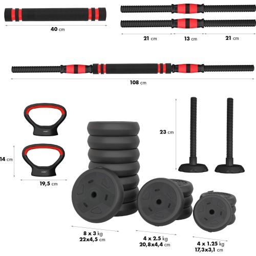 Zestaw obciążeń SGN140 Pro Set 6 w 1, 2 części, 40 kg HMS